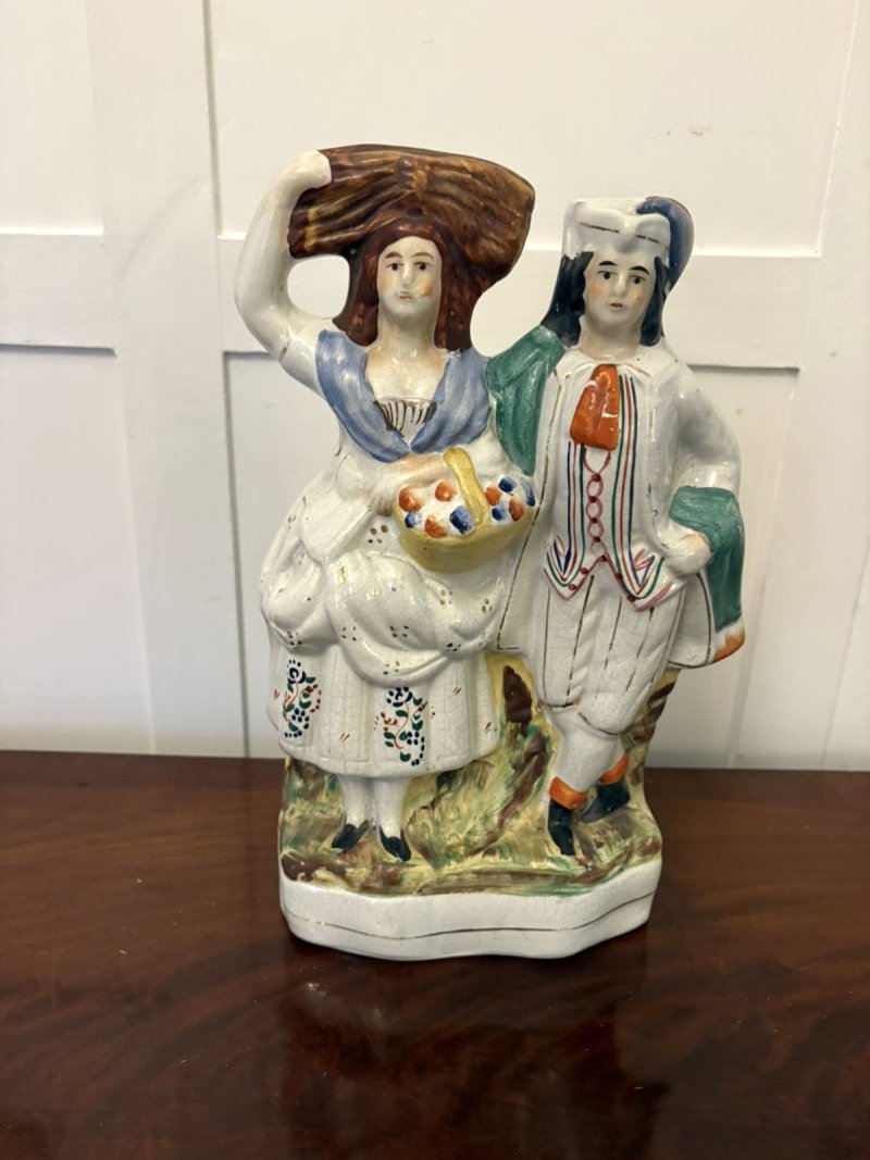 Antique Staffordshire Flatback of a Country Couple